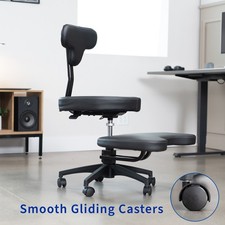 VIVO Black Ergonomic Cross Legged Swivel Chair, Adjustable Office Stool
