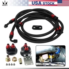 3/4" AN-8 THREAD OIL COOLER FILTER RELOCATION + 8AN NYLON BRAIDED OIL LINE KIT