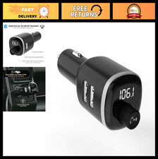 Universal Bluetooth Handsfree Car Kit with FM Transmitter  Dual USB Ports - Bla