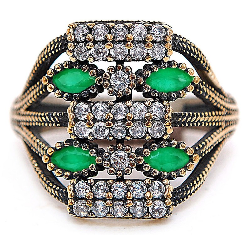Ottoman 2CT Heat Treated Green Tourmaline 925 Sterling Silver Ring Sz 9 H1-8