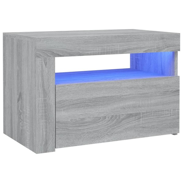 Nachttische2Er Set Mit Leds Grau Sonoma 60X35X40 Cm Bett Nachtkonsole Nachtschra-image