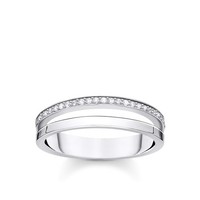 Thomas Sabo Ring Doppel WeißSteine 925 Sterling Silber TR2316-051-14-54