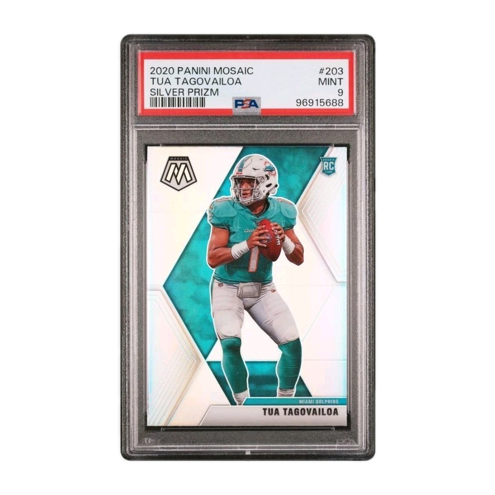 2020 Panini Mosaic Silver Prizm #203 Tua Tagovailoa Rc PSA 9 Mint Miami Dolphins
