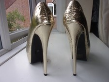 noo Shoes NEW TRANS GIRLY CD 7 Inch High Heel Platform Sole UK 10 RRP £69.99