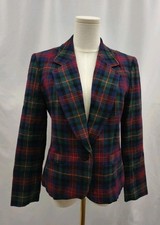 Vintage Pendleton Virgin Wool Blazer Tartan Plaid Red Blue Retro USA Made Sz S