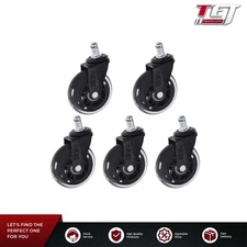 5Pcs 3 inch Office Chair Caster Rubber Swivel Wheels Replacement Heavy Duty