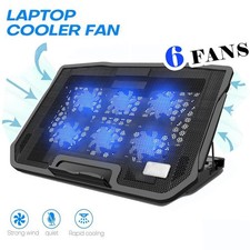 6 Fan Laptop Cooling Pad Slim Stand Notebook PC Quiet Cooler Fan Speed Adjust