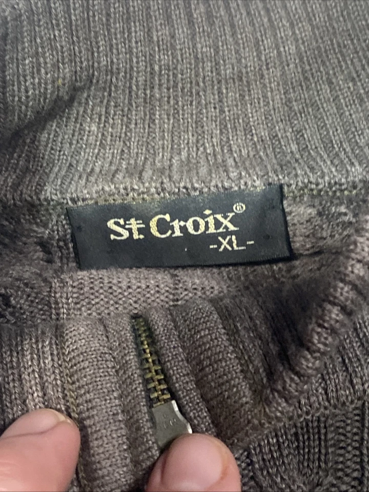 St Croix Shop Knit Sweater Mens XL Multicolor Black 100% Wool CrewNeck USA Made - Image 4 of 4