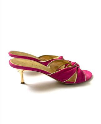 Celine Vintage Azalee Pink Suede Croisette Mules UK 5,5