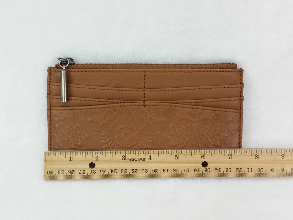 The Sak Neva Leather Large Card Wallet Slim Minimalist Brown Paisley - Image 2 of 4