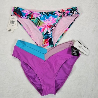 Raisins Salt + Cove Bikini Bottoms Womens Lot 2 Floral Colorblock Multi Size M