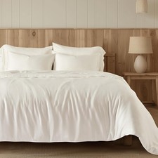 EVERGRACEHOME Tencel Lyocell Cooling Duvet Cover Set King Size 3 Piece, 100 Nat