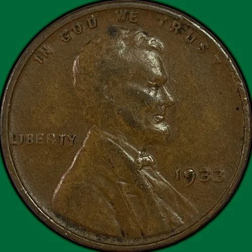 1933 Lincoln Wheat Cent Extremely Fine XF Coin #33654