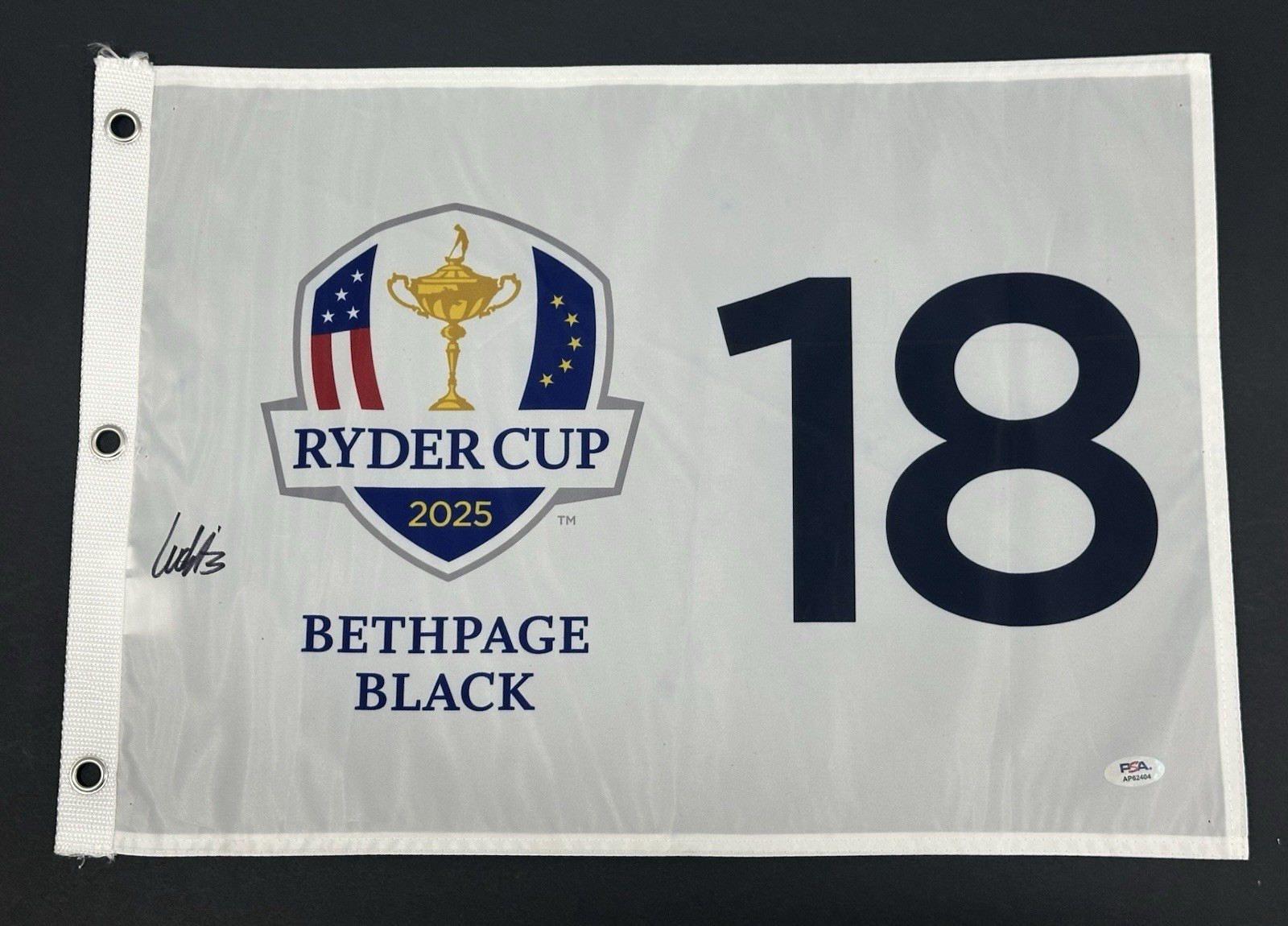 Ludvig Aberg Signed 2025 Ryder Cup Europe Autographed Auto Golf Flag ~ PSA COA 