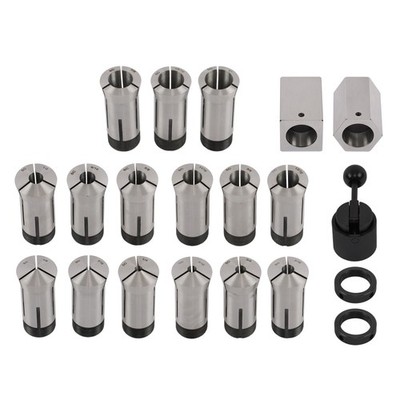 5pc 5C Hex Square Collet Blocks & 15pc Set 1/8-1'' by 16th increments