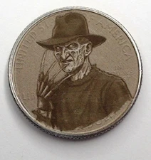 Freddy Krueger US Clad Quarter Surface Engraved Hobo Nickel / Love Token