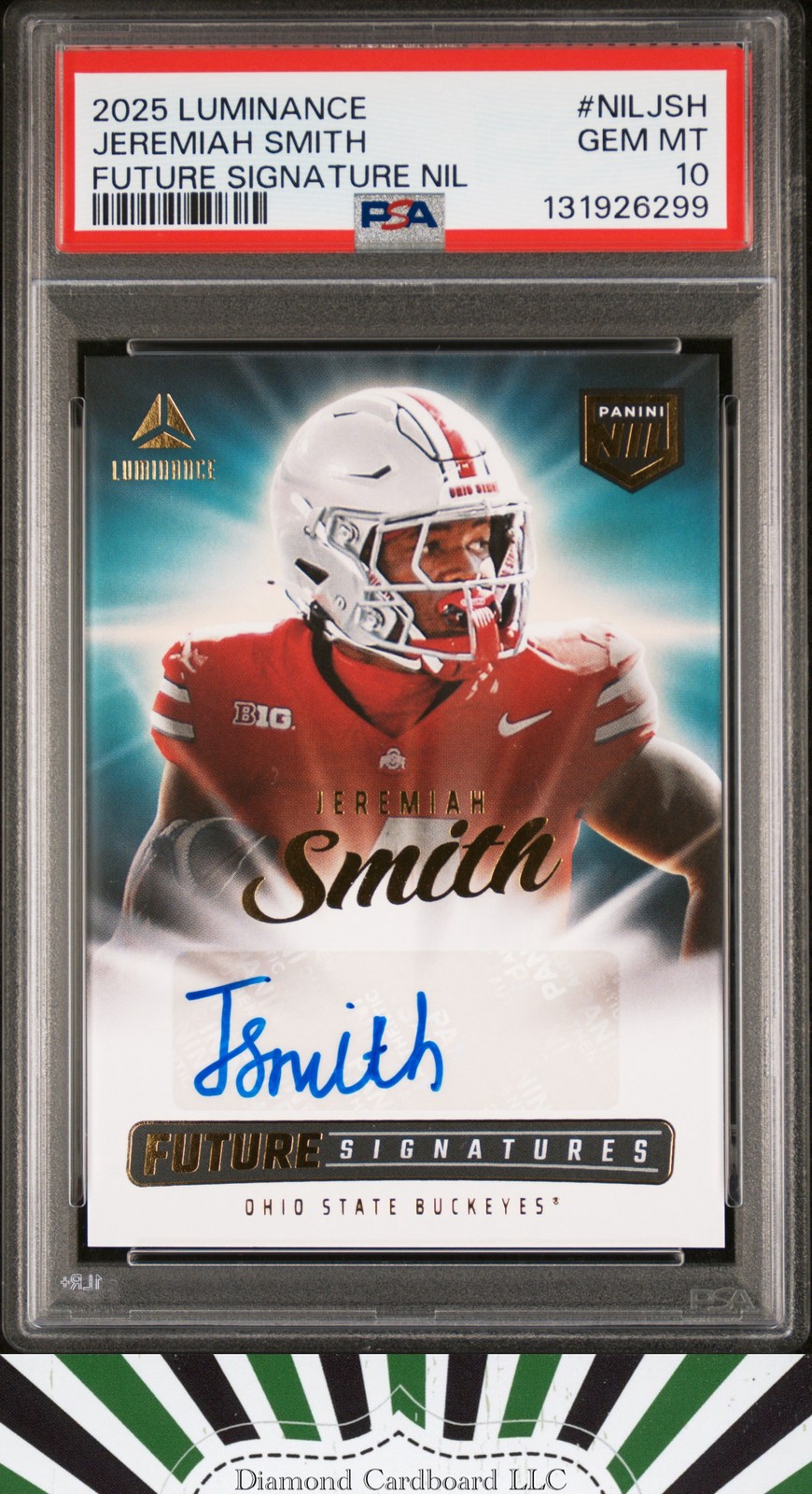 2025 Panini Luminance Future Signatures NIL #NILJSH Jeremiah Smith PSA 10
