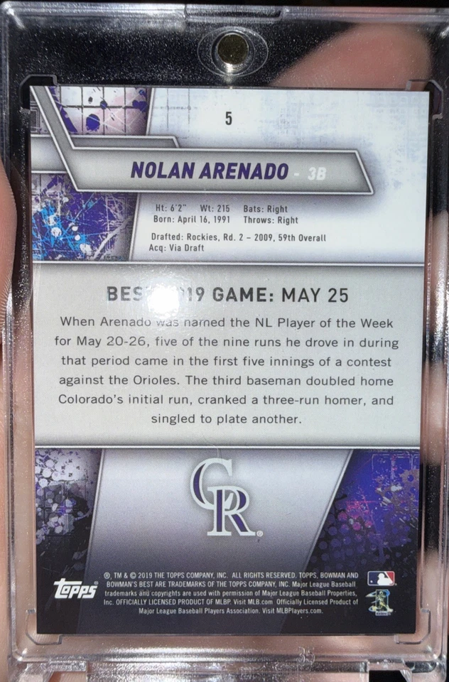 Bowman's Best 2019 - [Base] - Orange Refractor #5 - Nolan Arenado/25 Foto 2 de 2