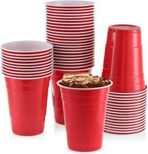 16oz Red American Party Disposable Cups Beer Pong Cup Reusable Strong Pack of 20