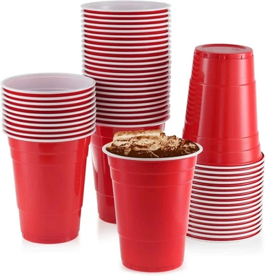 GRIGORA 16oz Red American Party Disposable Cups Beer Pong Cup Reusable Strong Pack of 20