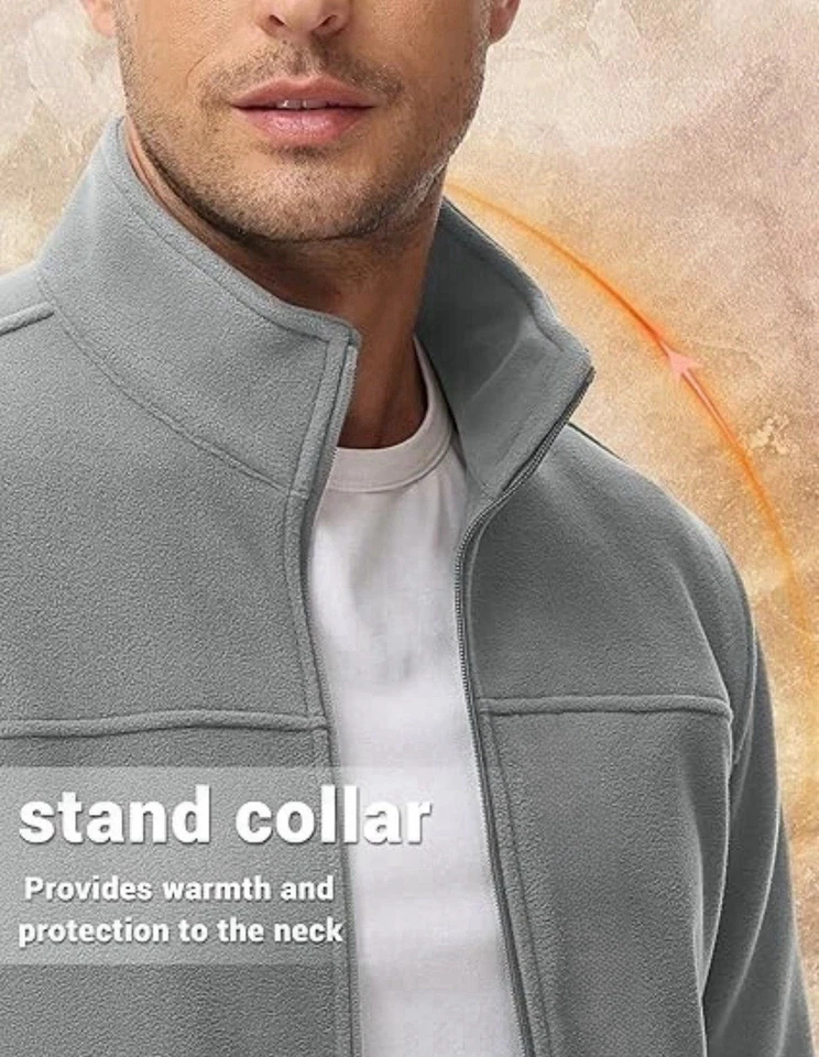 TACVASEN Men's Jackets Winter Fleece Full Zip Military Tactical Jacket 2XL Grey - Image 4 of 4