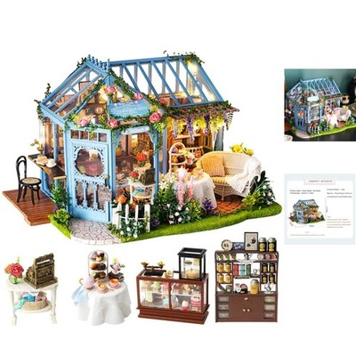 Elegant Rose Garden Tea House Dollhouse - Assembly Required, Dust-Proof