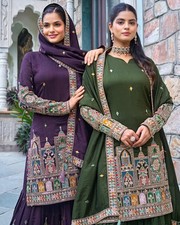 Pakistani Indian Weddings Traditional Anarkali Gown Dupatta Designer Apparel Set