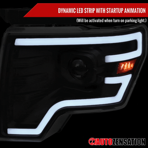 Fit 2009-2014 Ford F150 Black Smoke Projector Headlights Sequential LED Signal - Picture 6 of 11
