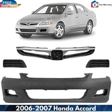 Front Bumper Cover Fascia & Grille Assembly Kit For 2006-2007 Honda Accord