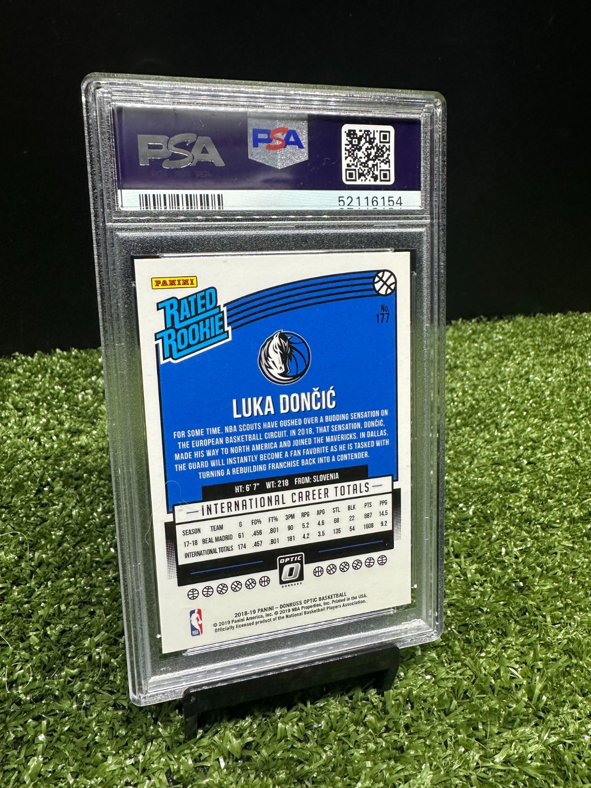 2018-19 Donruss Optic Luka Dončić [Base] #177 (RC) PSA 9 view 2