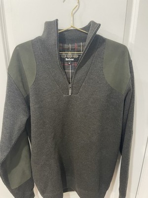 Storm Half Zip Sweater in Loden by Barbour Olive Size M 100% Merino Wool