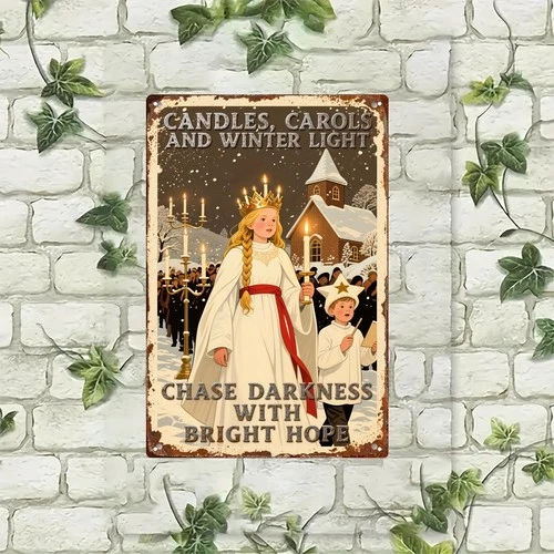 Large Swedish Folk Modern Swedish Tin Metal Signs Home Décor 8x12