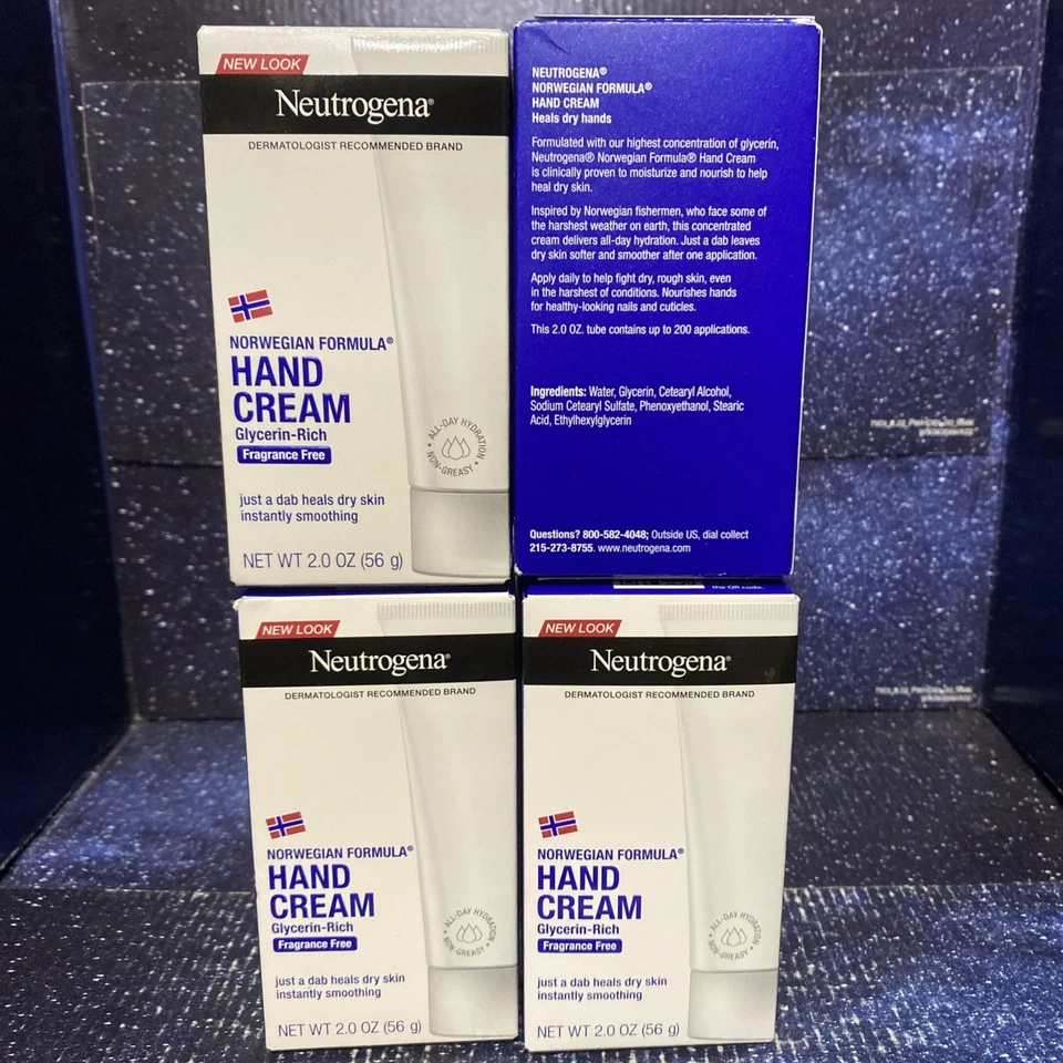4x Neutrogena Fórmula Noruega Sin Fragancia, Crema de Manos Rica en Glicerina 2 OZ ea Foto 2 de 4