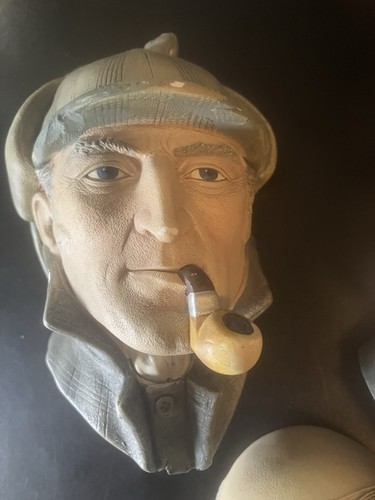Vintage Bossons Sherlock Holmes, Dr. Watson, Moriarty Chalkware Wall Head Lot England - Bild 4 von 11