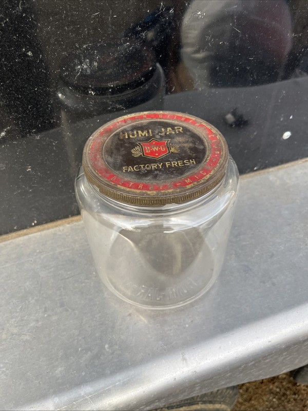 Antique DWG MERCANTILE Cigar Glass Humi-Jar w/ Tin Lid