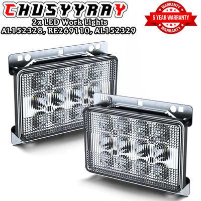 2PCS AL152328 60W LED Headlights Hood Light For Deere 5065E 5065M 5075E 5075M