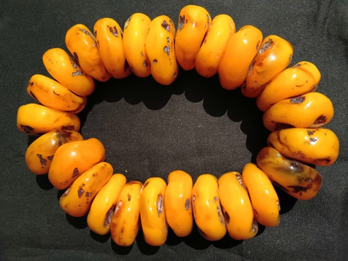 Lovely Tibetan Old Beeswax Disc Beads Prayer Bracelet !!!