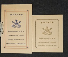 1912 Fort Winfield Scott, CA Christmas & Thanksgiving Menus 64th CAC Artillery