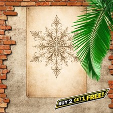 Minimalist Snowflakes Retro Metal Sign Winter Holiday Wall Decor 8x12