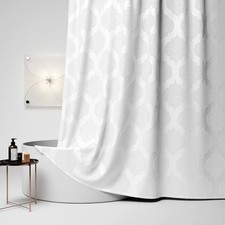 Boho Farmhouse Shower Curtain 72x72 Inch Plush 72"W x 72"L Pack of 1 White