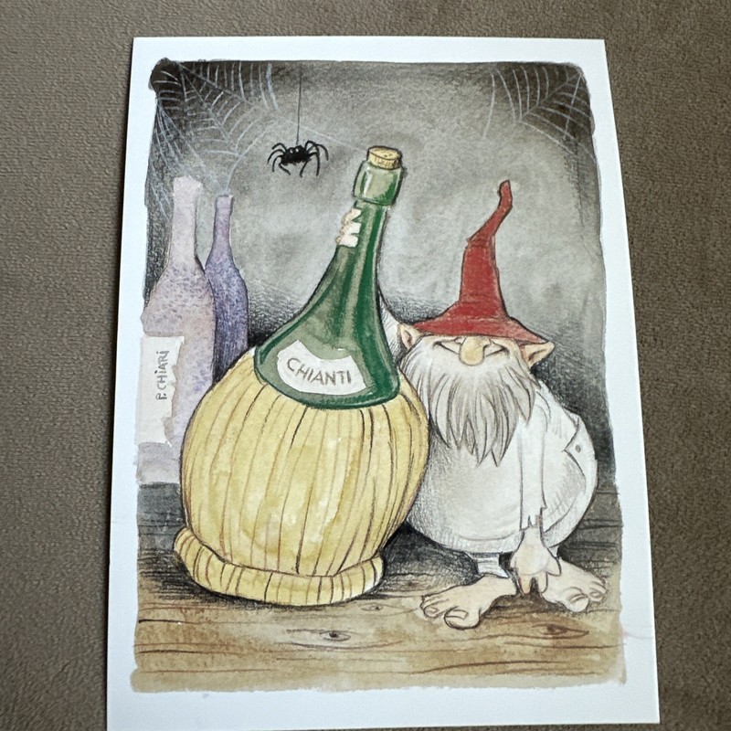 Gnome With Chianti Postcard