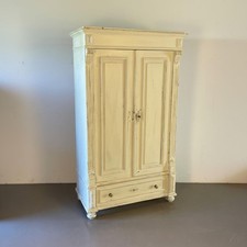 VICTORIAN VINTAGE WHITE PAINTED  PINE ARMOIRE WARDROBE  #4821