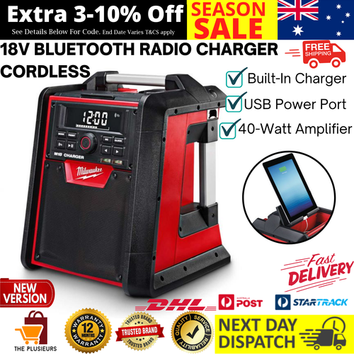 Bluetooth Job Site Radio Cordless M18 40W Amplifier AM/FM USB charger