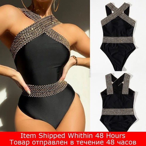 Women Swimsuit One Piece Sexy Swimwear Bath Suit Stitch Detail One-pieces - Picture 30 of 36