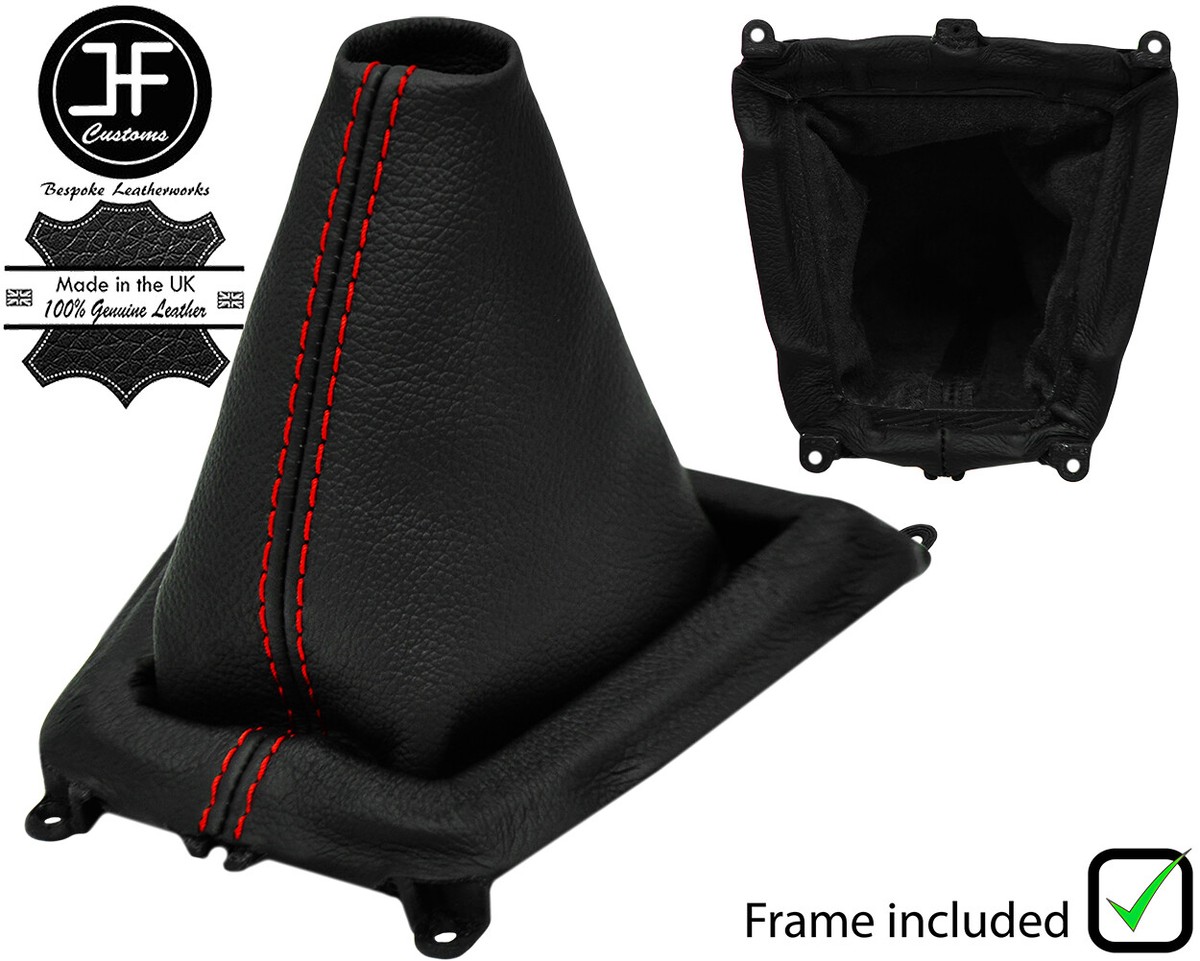 RED STITCH LEATHER MANUAL SHIFT BOOT + PLASTIC FRAME FOR MAZDA MX3