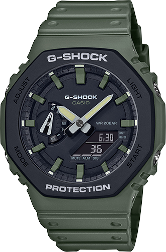 Men's Casio G-Shock Analog-Digital Army Green Resin Strap Watch