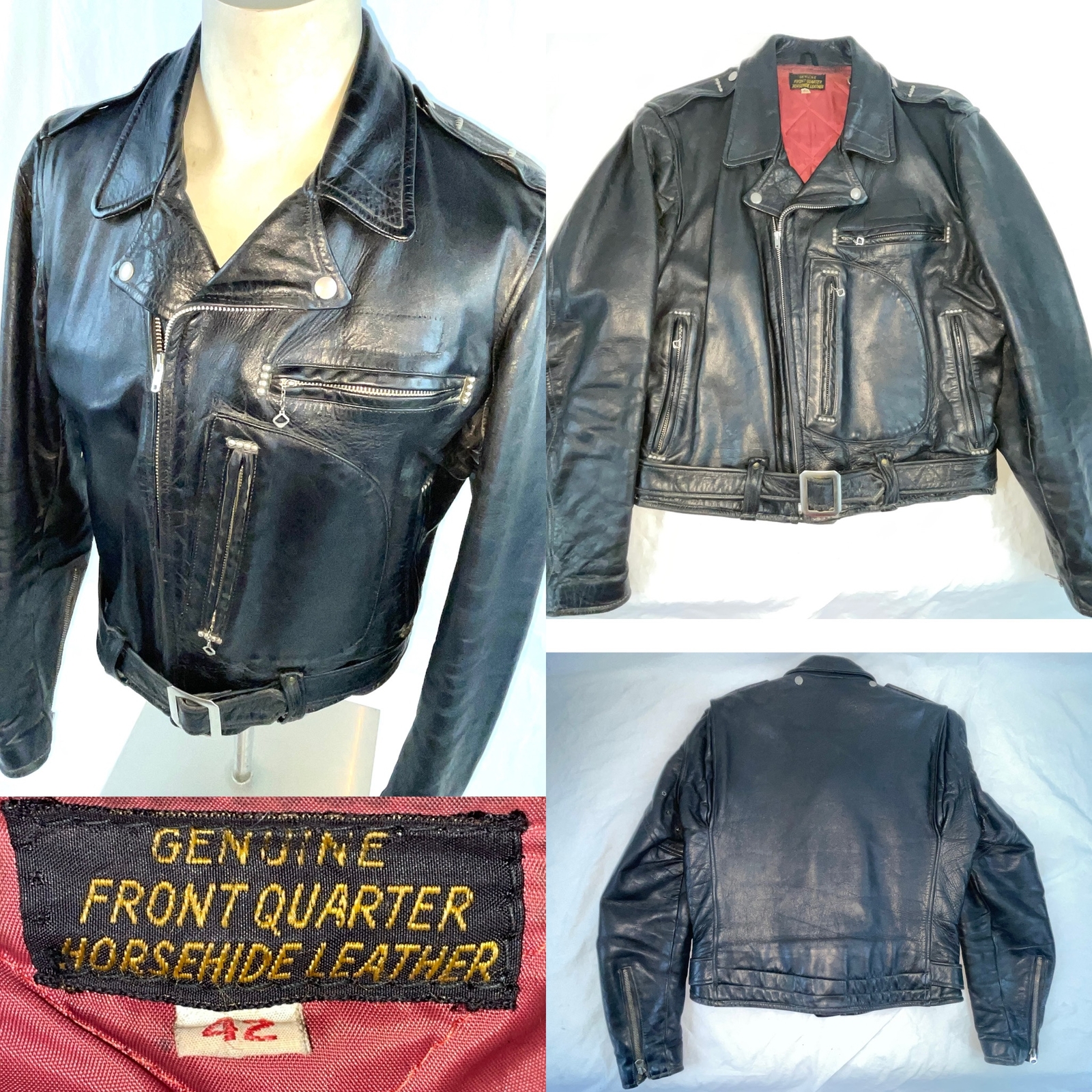 VTG 50S CLEAN 42 HARLEY DAVIDSON MOTORCYCLE HORSEHIDE LEATHER CYCLE CHAMP JACKET
