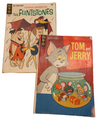 Lot 2 THE FLINSTONES TOM and JERRY GOLD KEY 12 CENT 1967 LOW GRADE