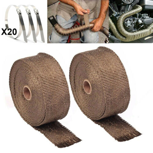 2 Roll X 2" 50Ft Exhaust Manifold Header Black Pipe Heat Wrap Tape 20 Ties Kit E - Foto 11