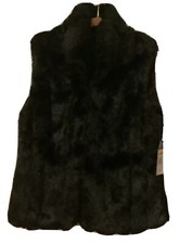 Chaps Denim Women's Black Faux Mink Fur Vest Medium Nwt